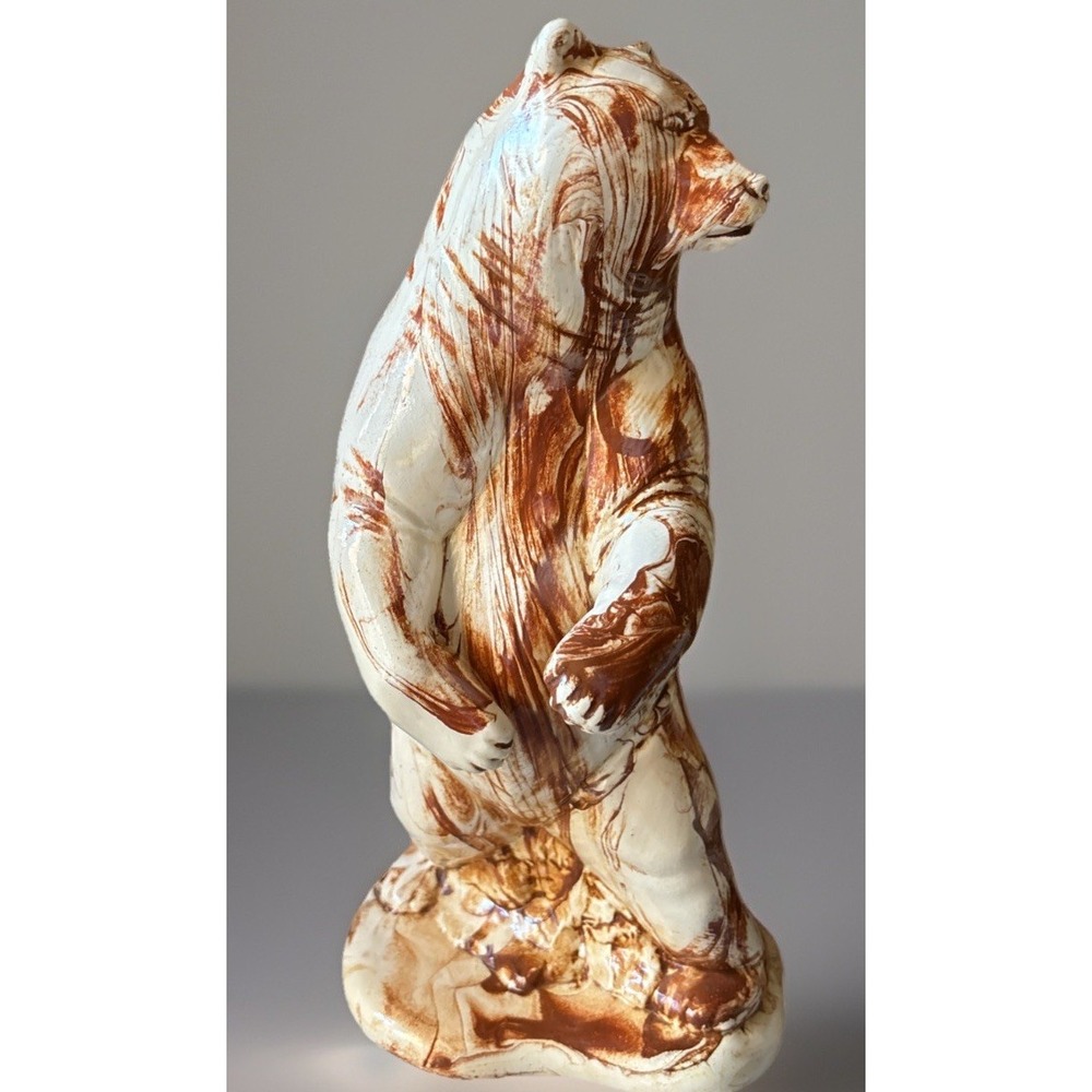 Authentic Alaska swirl clay pottery SIGNED polar bear sculpture 11" x 5.5"